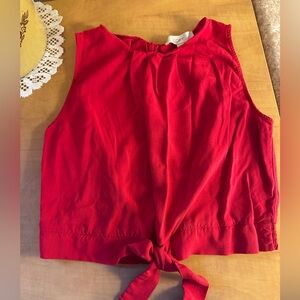 LOFT Red Tie-Front Sleeveless Camisole